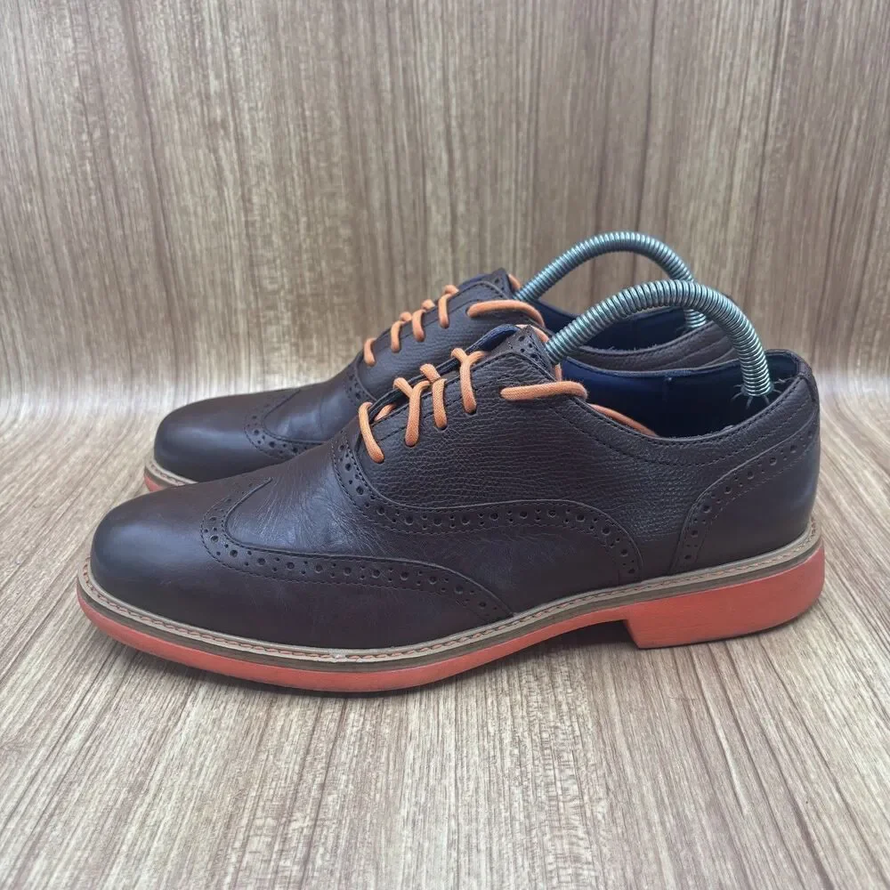 Cole Haan Great Jones Leather Wing Tip Shoes‎ Men’s Size 8 M Brown Orange C11235